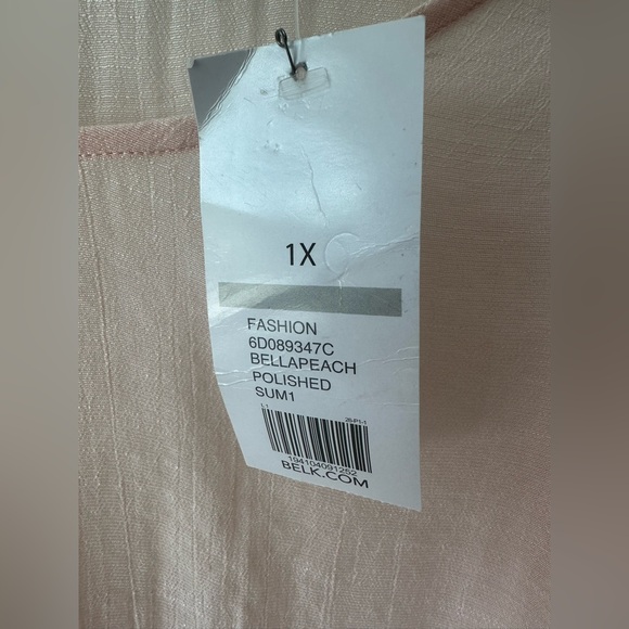 NWT New directions Flowy Short Sleeve Top Shirt Blouse XL Peach Bell Sleeve - Picture 3 of 6